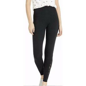 Yummie Skimmer High Rise Leggings Tights Womens Size Small 4-6 Black Mesh Insert